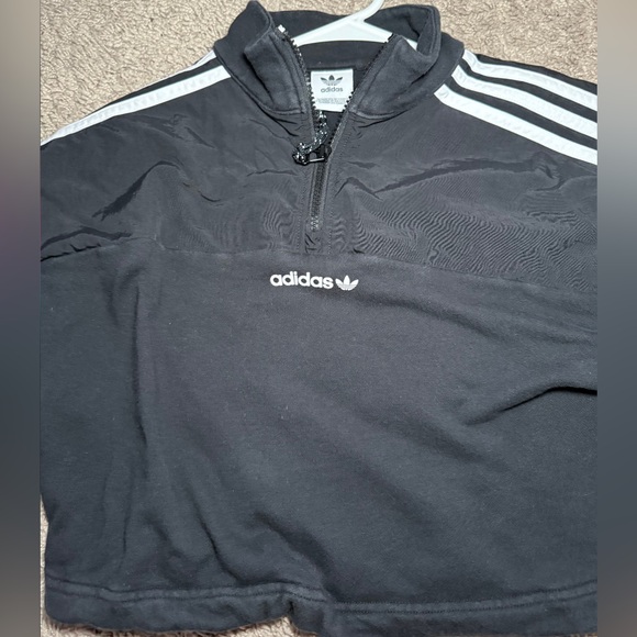 Adidas Black Cropped crewneck with Pink and Teal Accents - Picture 3 of 3